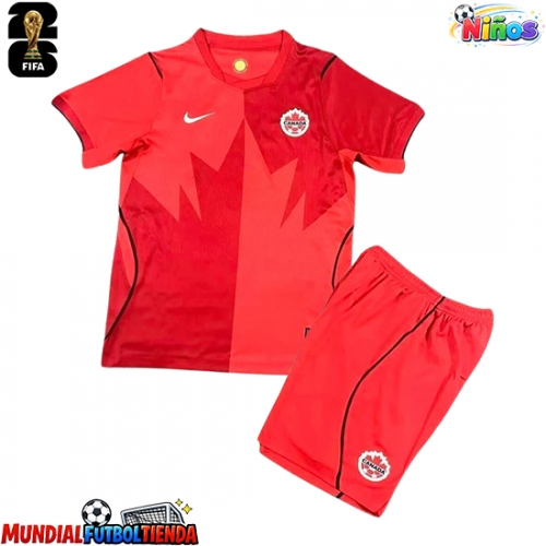 Camiseta Canadá Primera Equipación Replica Mundial 2026 para niños mangas cortas (+ Pantalones cortos)